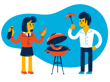 Man and woman at a barbecue PNG, SVG