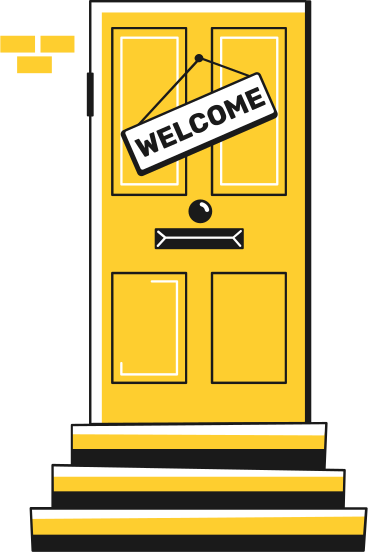Welcome door animated illustration in GIF, Lottie (JSON), AE
