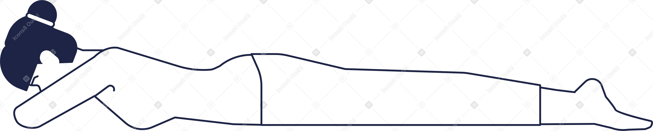 Голая по пояс женщина лежит на животе лицом вниз в PNG, SVG
