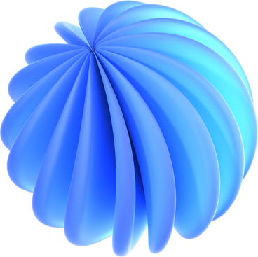 blue ribbed sphere PNG, SVG