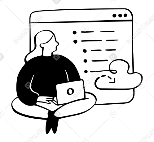 在笔记本电脑上编程的女人 PNG, SVG