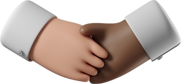 Handshake of white skin and dark brown skin hands PNG, SVG