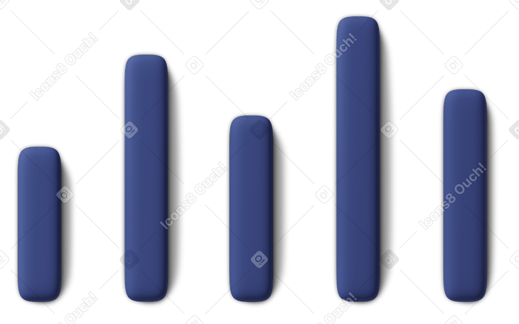 3D blue varying bar chart icon Illustration in PNG, SVG