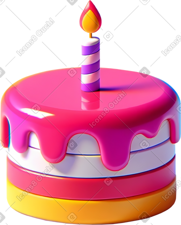 3D 生日蛋糕 PNG, SVG