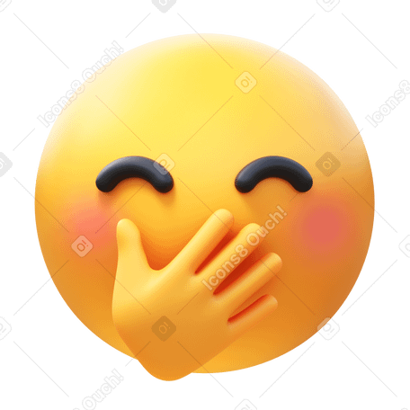 3D face with hand over mouth Illustration in PNG, SVG