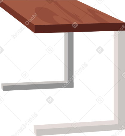 rectangular wooden tabletop with gray legs PNG, SVG