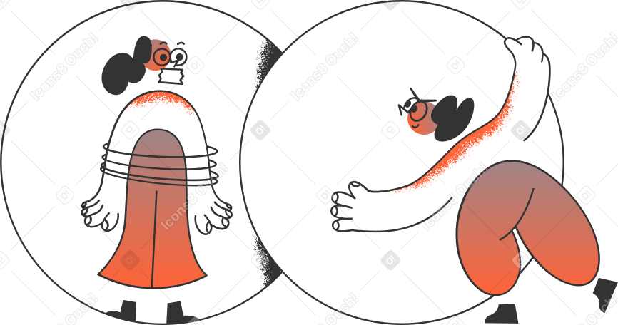 girl and man in circles PNG, SVG