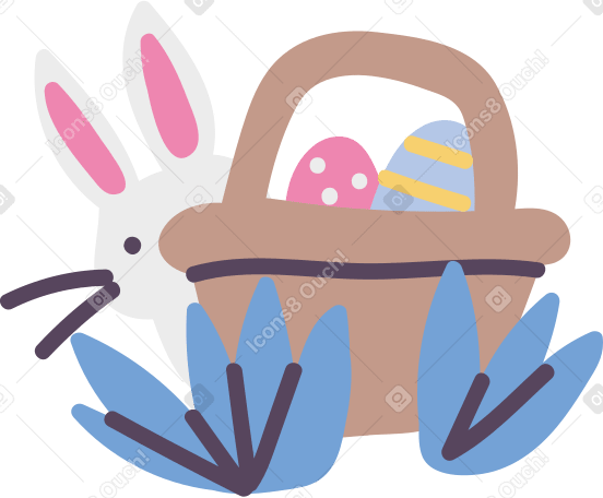 부활절 토끼와 부활절 달걀 PNG, SVG