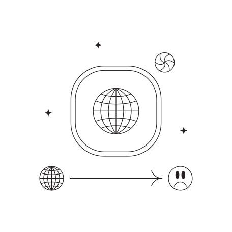 Globe sign with sad emoticon Illustration in PNG, SVG