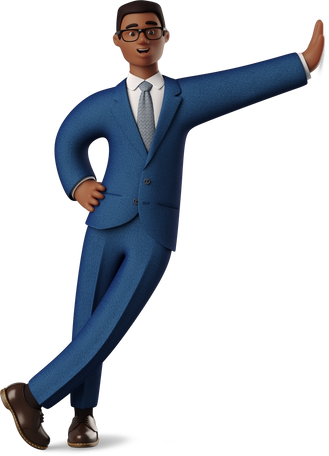 3D black businessman leaning hand on wall PNG, SVG