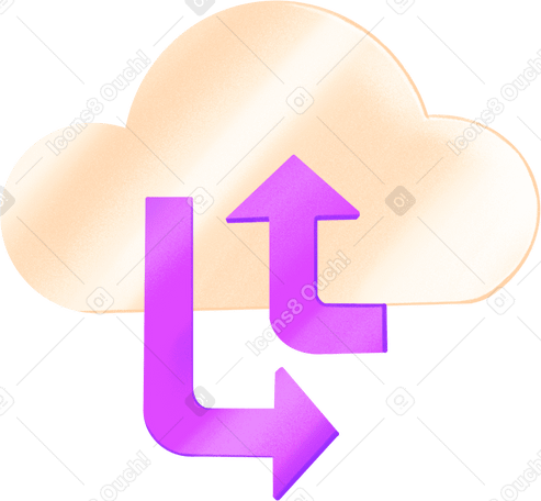 cloud with two purple arrows в PNG, SVG