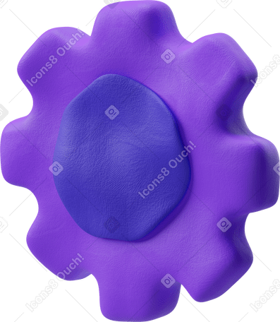 3D Three-quarter view of a purple gear  Illustration in PNG, SVG