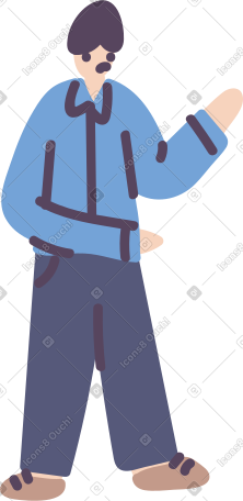 man in a blue shirt stands PNG, SVG