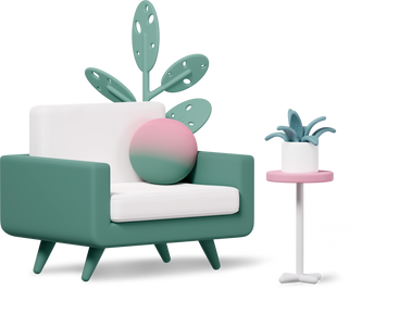 interior with armchair and plant PNG, SVG
