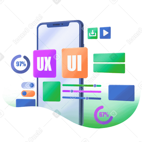 Разработка ux/ui дизайна на смартфоне в PNG, SVG