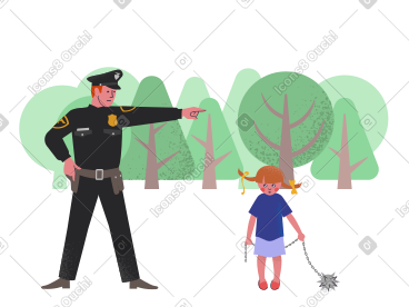 小女孩因携带链锤而被警察训斥 PNG, SVG