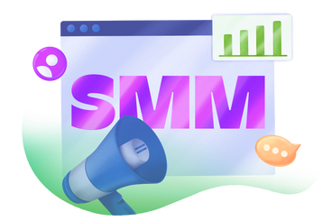 Beschriftung smm mit social-media-zeichen und megafon-text PNG, SVG