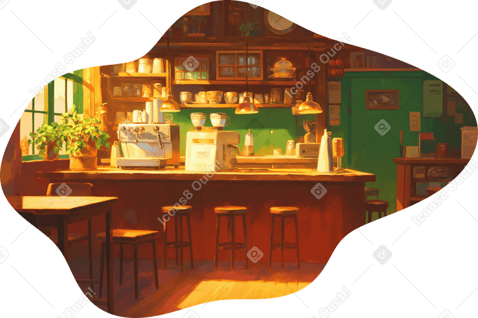 sunny cafe background PNG, SVG