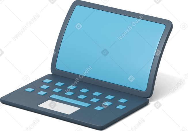 3D Open laptop with blank screen  Illustration in PNG, SVG