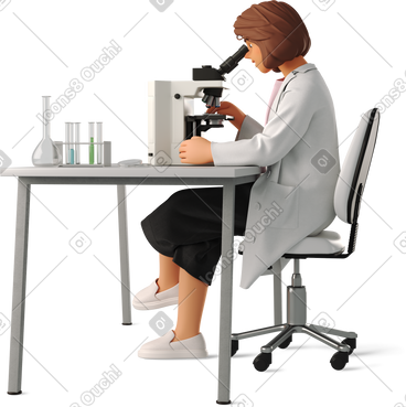 Woman scientist with microscope PNG, SVG