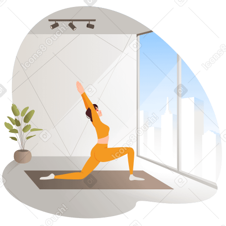 Mulher fazendo yoga em casa PNG, SVG
