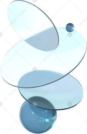 3D composition of floating lenses and spheres PNG, SVG