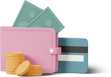 wallet with banknots credit card and coins PNG, SVG
