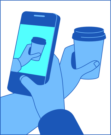 frame with phone and coffee PNG, SVG