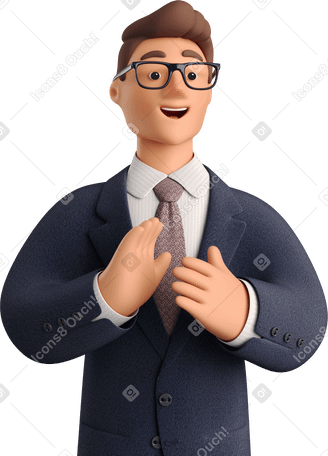 3D businessman in dark blue suit applauding Illustration in PNG, SVG