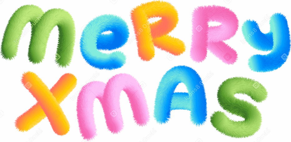 lettering merry xmas in multicolored style text PNG, SVG