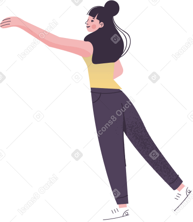 woman with stretched hand Illustration in PNG, SVG