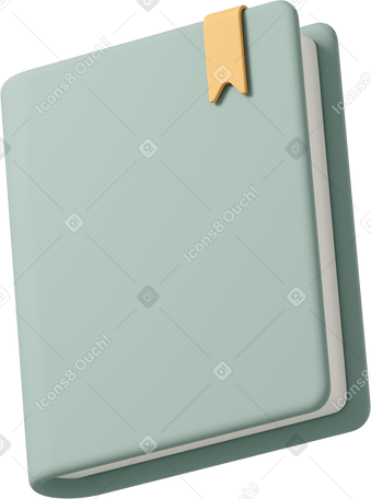 3D green notebook with orange bookmark Illustration in PNG, SVG
