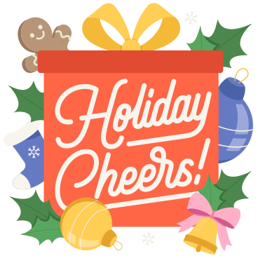 Schriftzug „holiday cheers“ mit text aus weihnachtlichen elementen PNG, SVG