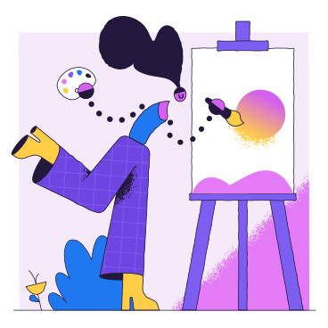 Artist painting on canvas outside PNG, SVG