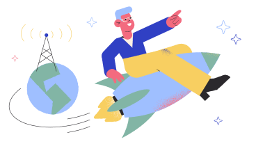 Человек сидит на летающей ракете в PNG, SVG