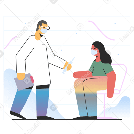 Medic giving woman a vaccine PNG, SVG