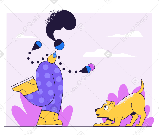 Playing with dog Illustration in PNG, SVG
