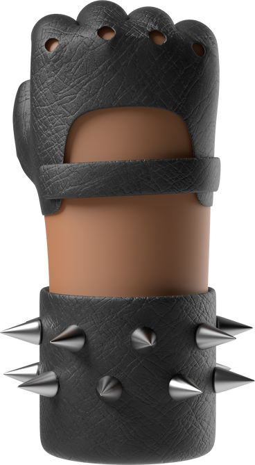 Back view of a raised fist of rocker's brown skin hand PNG, SVG