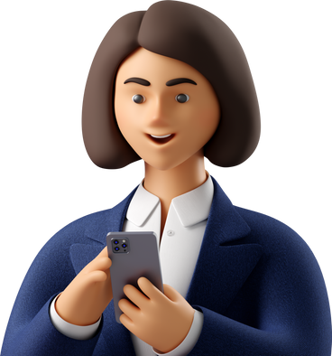 close up of businesswoman in blue suit looking at phone PNG, SVG