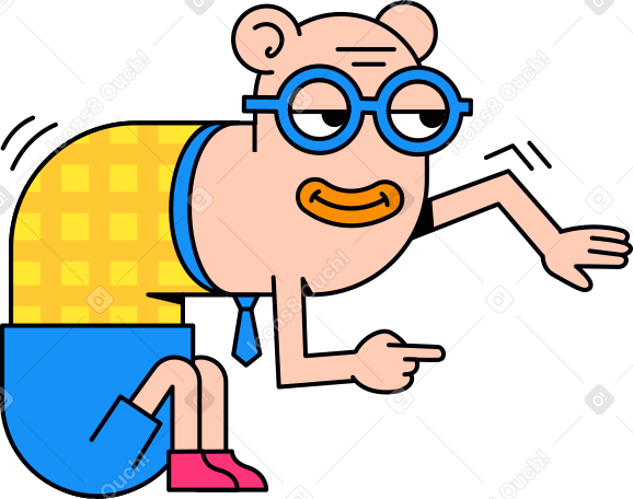 seated character with glasses PNG, SVG