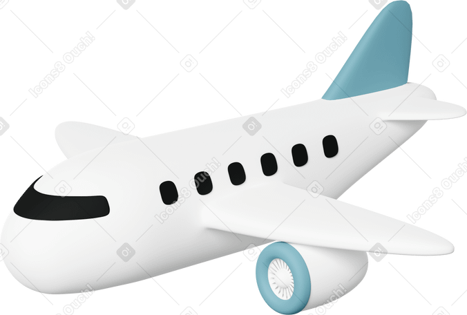 3D airplane Illustration in PNG, SVG