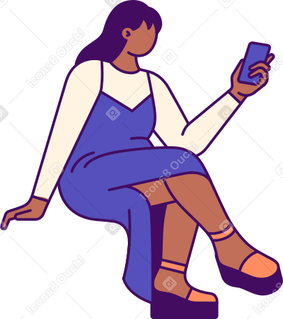 woman with a mobile phone in her hand PNG, SVG
