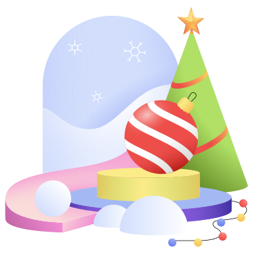 Christmas and New year with Christmas tree and decorations PNG, SVG