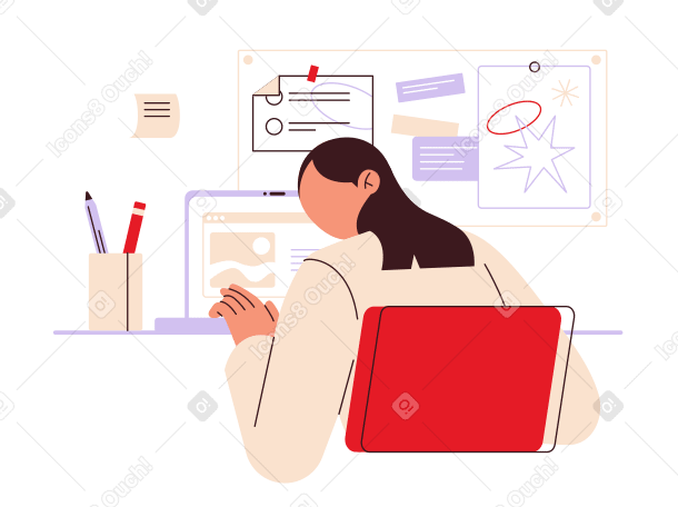 Woman working at home Illustration in PNG, SVG