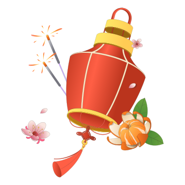 Chinese New Year lantern and sparklers PNG, SVG