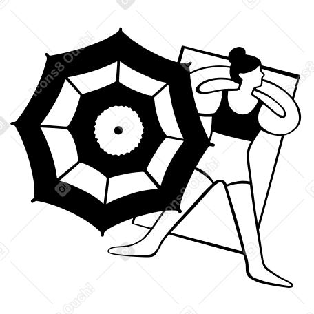 Femme allongée sous un parasol sur une serviette PNG, SVG