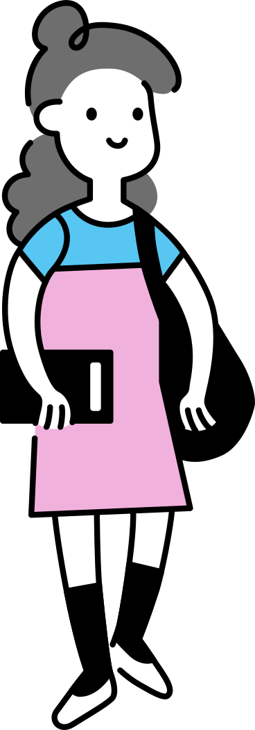 Young woman with a notebook and a bag PNG, SVG