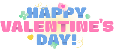 Lettering Happy Valentine's Day! with flowers and hearts text PNG, SVG