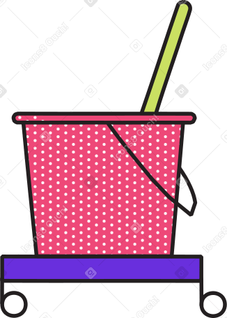 detergent bucket on wheels Illustration in PNG, SVG