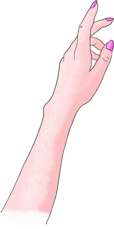 Left hand with pink manicure PNG, SVG